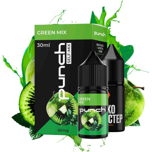 Жижа​ Punch 30 мл - Green Mix Зі смаком Яблука, Ківі, Мяти (Набір)